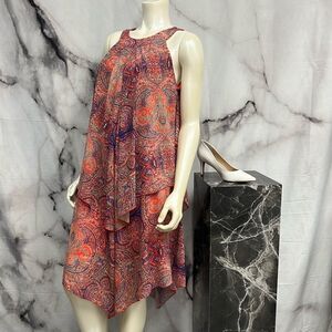 Neiman Marcus dress orange blue paisley print